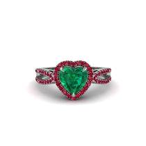 Heart's Emerald Embrace Engagement Ring - Alison No. 51 image 1