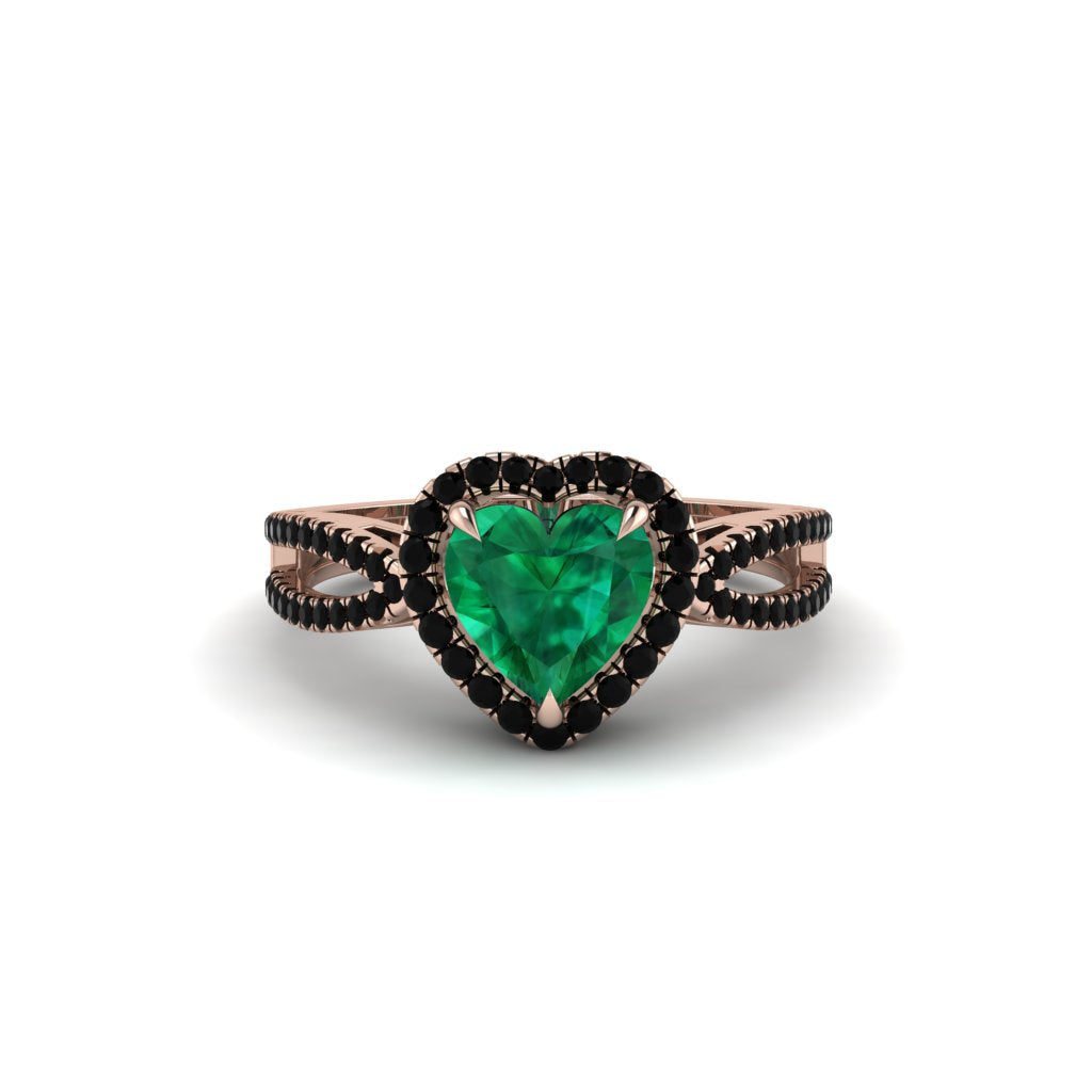 Heart's Emerald Embrace Engagement Ring - Alison No. 35