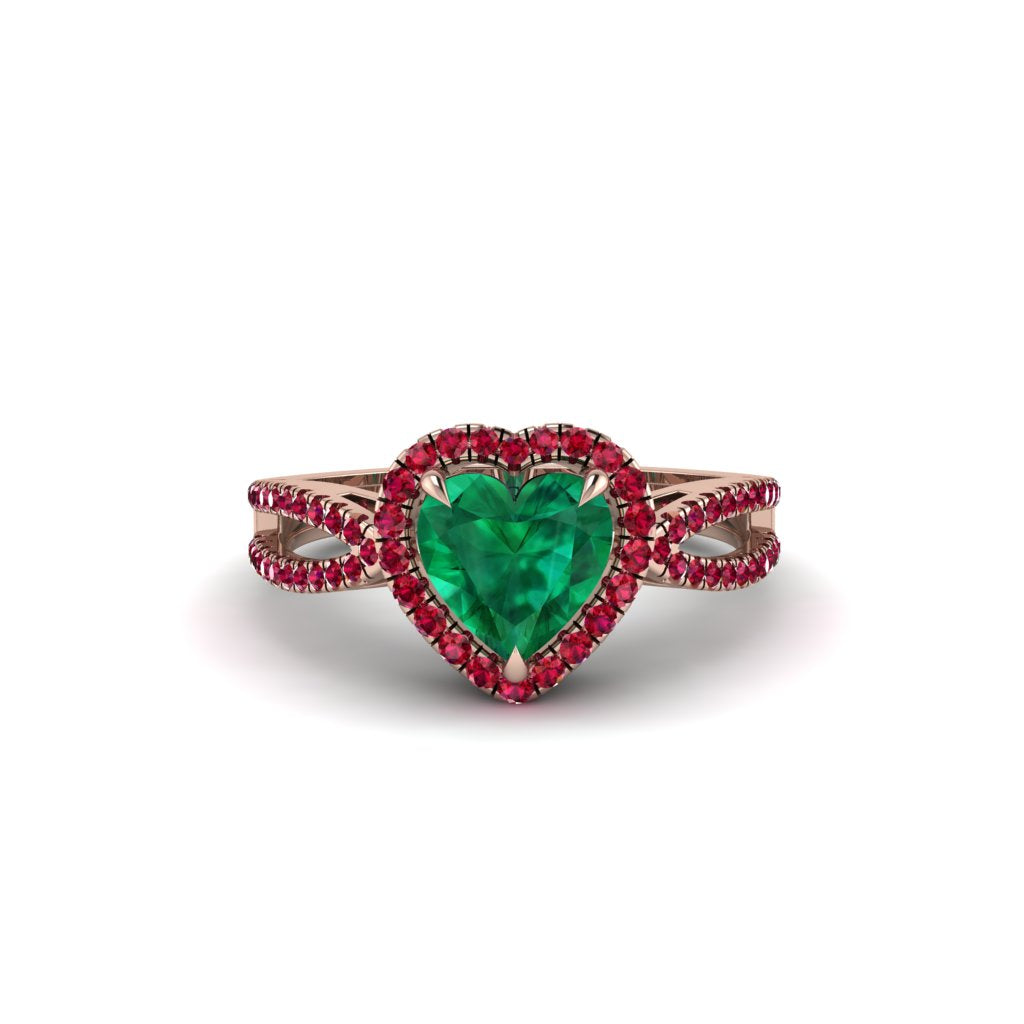 Heart's Emerald Embrace Engagement Ring - Alison No. 50