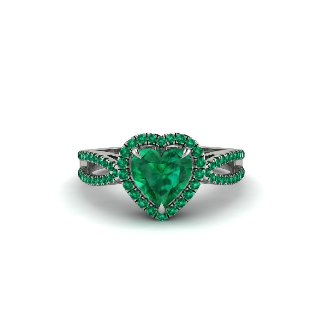 Heart's Emerald Embrace Engagement Ring - Alison No. 21