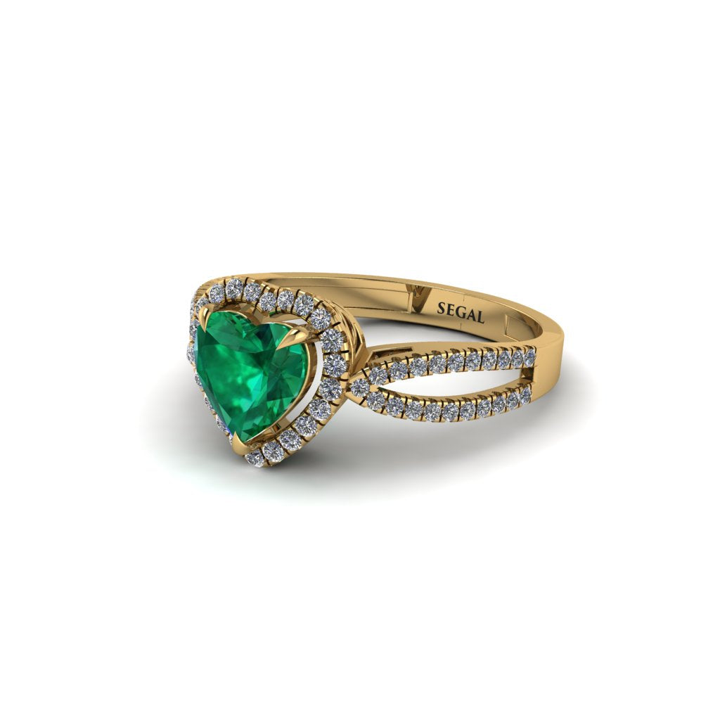 Heart's Emerald Embrace Engagement Ring - Alison No. 4