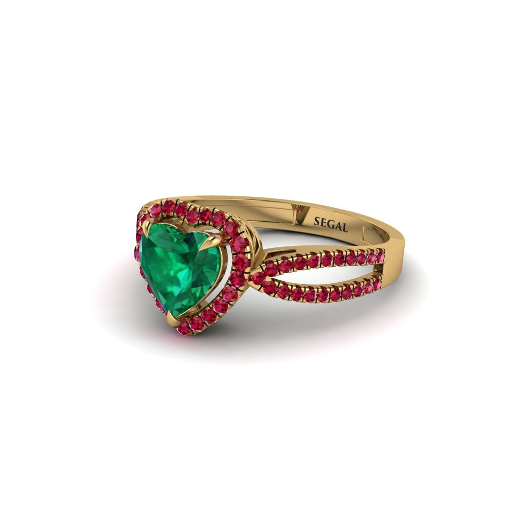 Heart's Emerald Embrace Engagement Ring - Alison No. 49