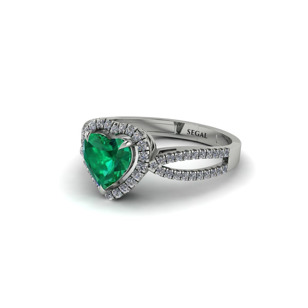 Heart's Emerald Embrace Engagement Ring - Alison No. 6