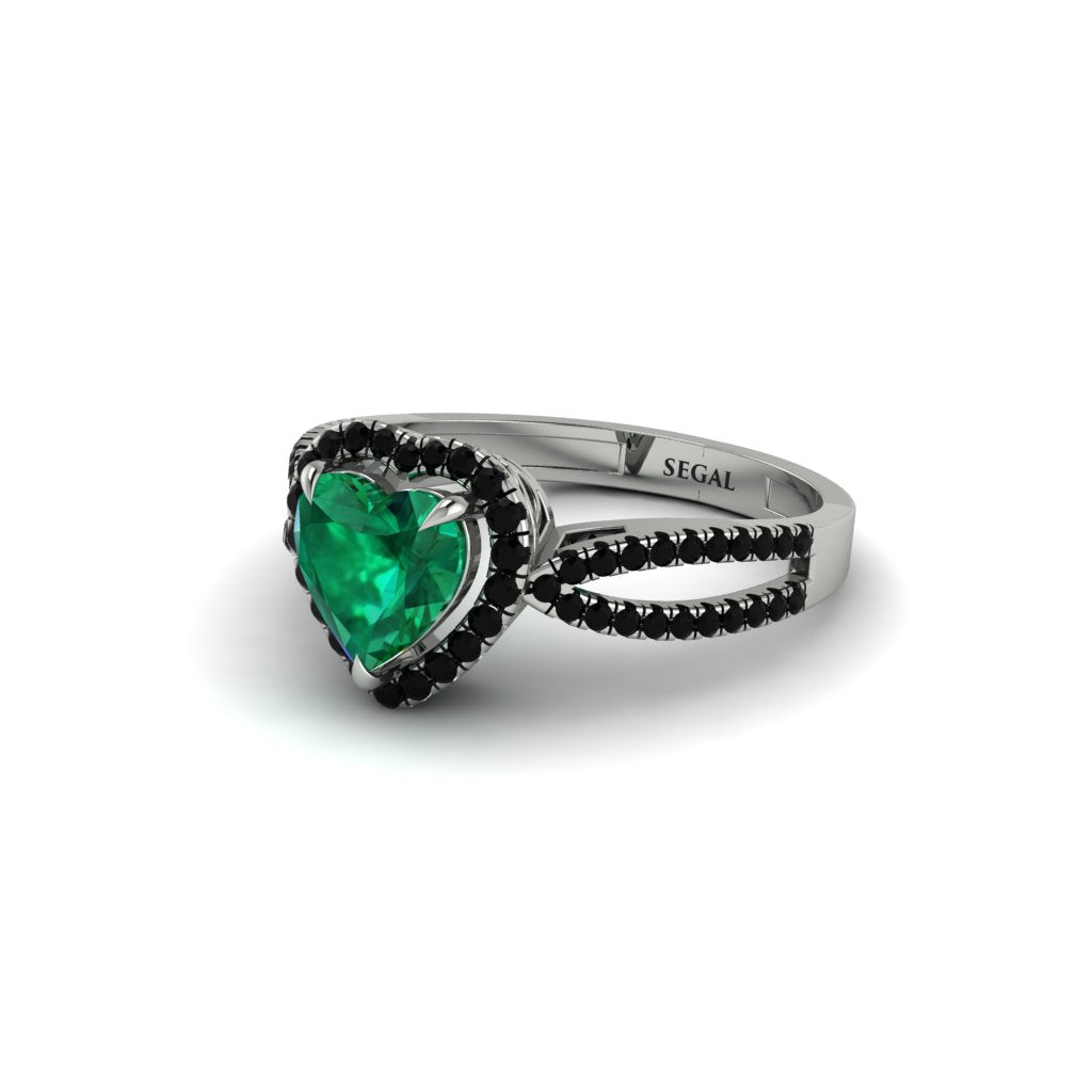Heart's Emerald Embrace Engagement Ring - Alison No. 36