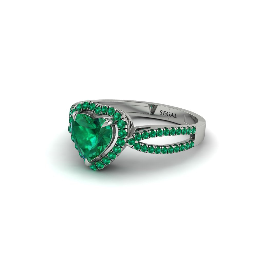 Heart's Emerald Embrace Engagement Ring - Alison No. 21