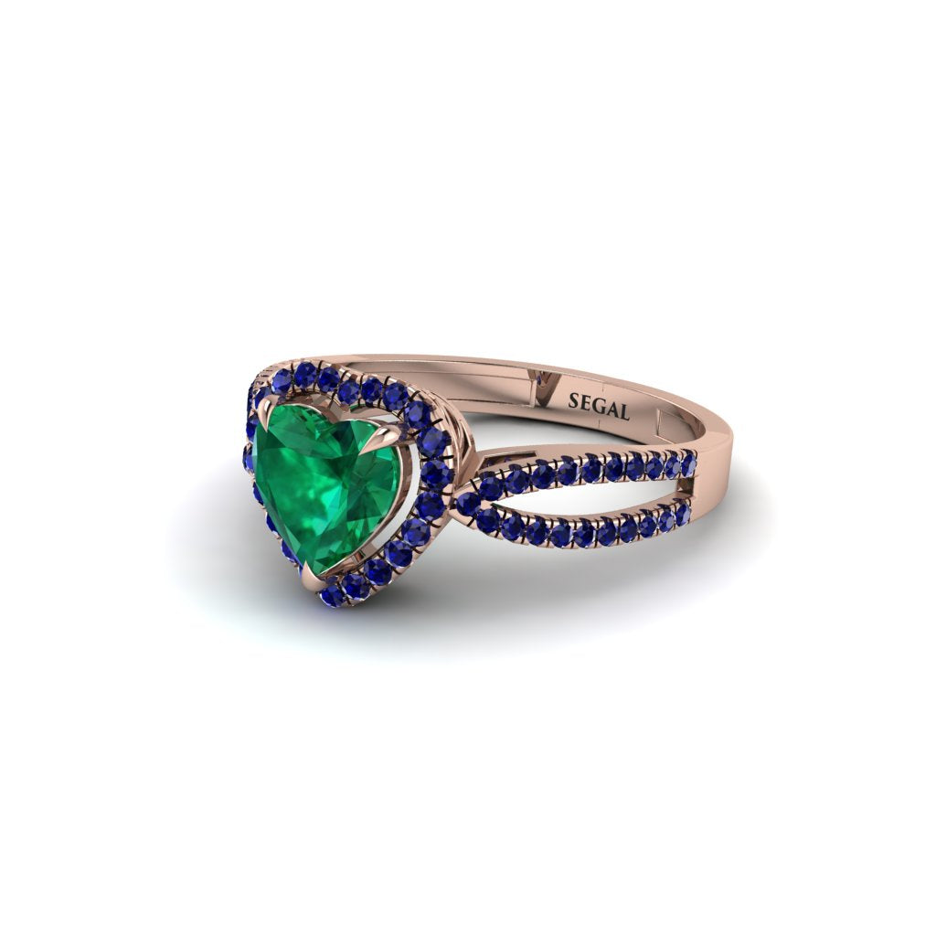 Heart's Emerald Embrace Engagement Ring - Alison No. 65