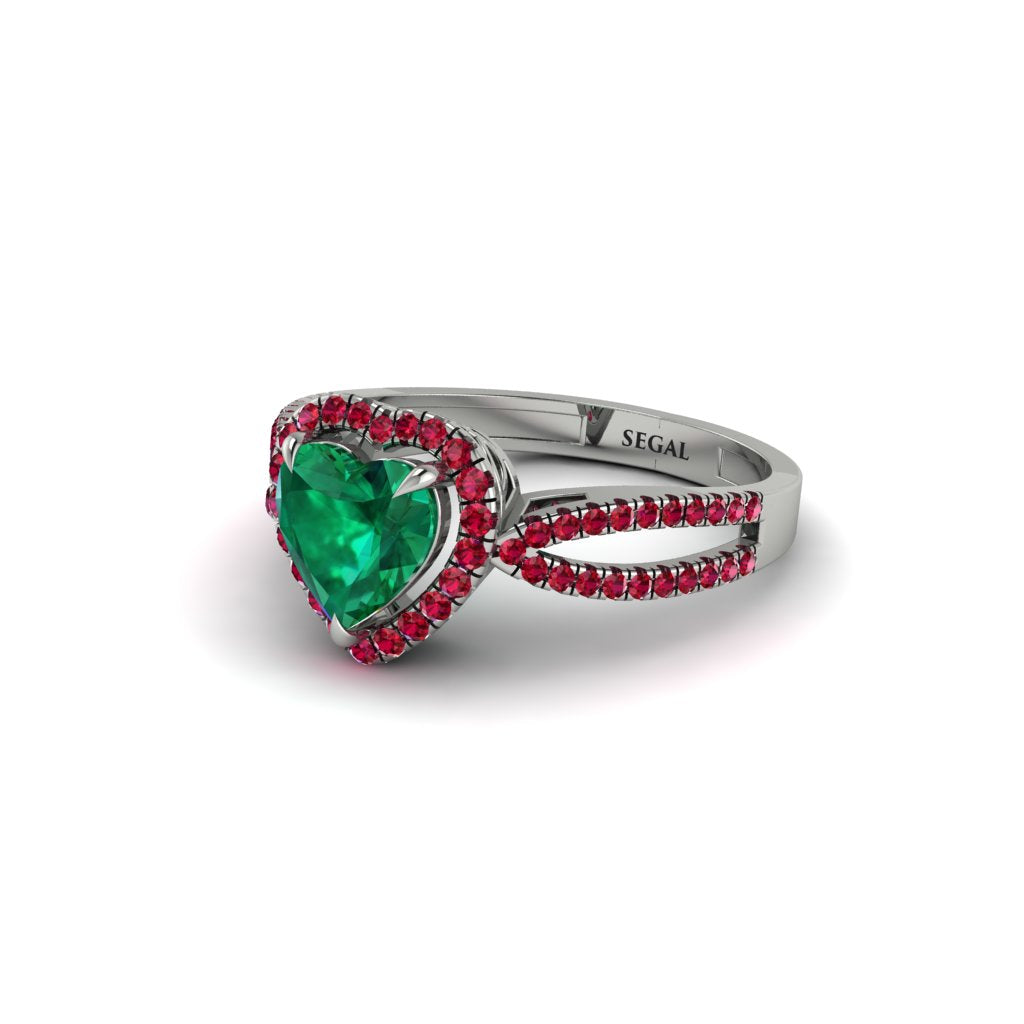 Heart's Emerald Embrace Engagement Ring - Alison No. 51