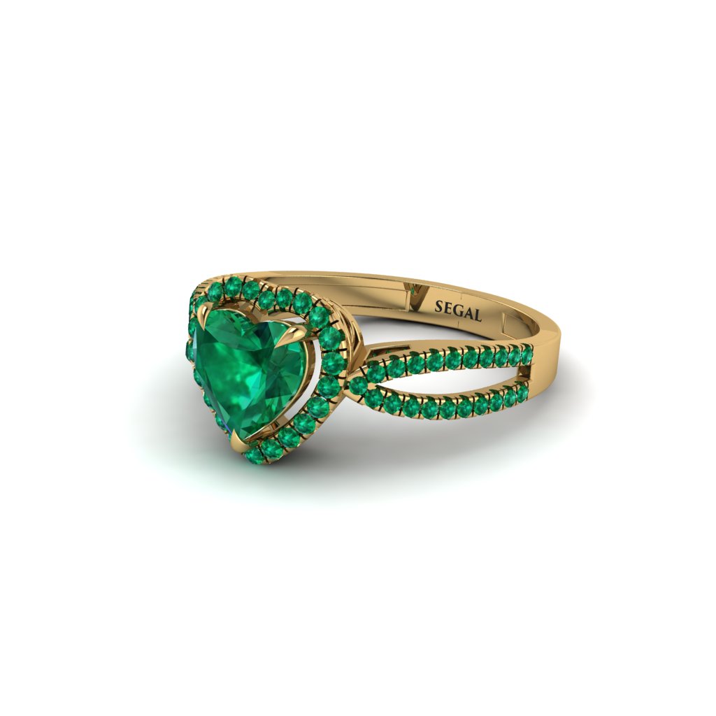 Heart's Emerald Embrace Engagement Ring - Alison No. 19