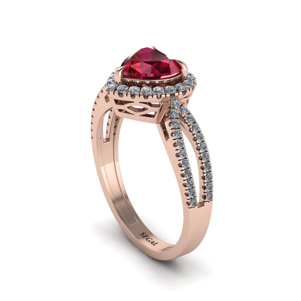 Heart's Ruby Embrace Engagement Ring - Alison No. 11