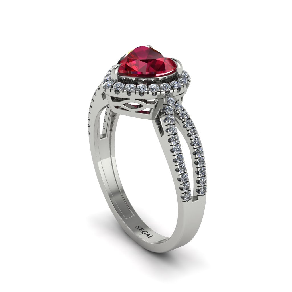 Heart's Ruby Embrace Engagement Ring - Alison No. 12