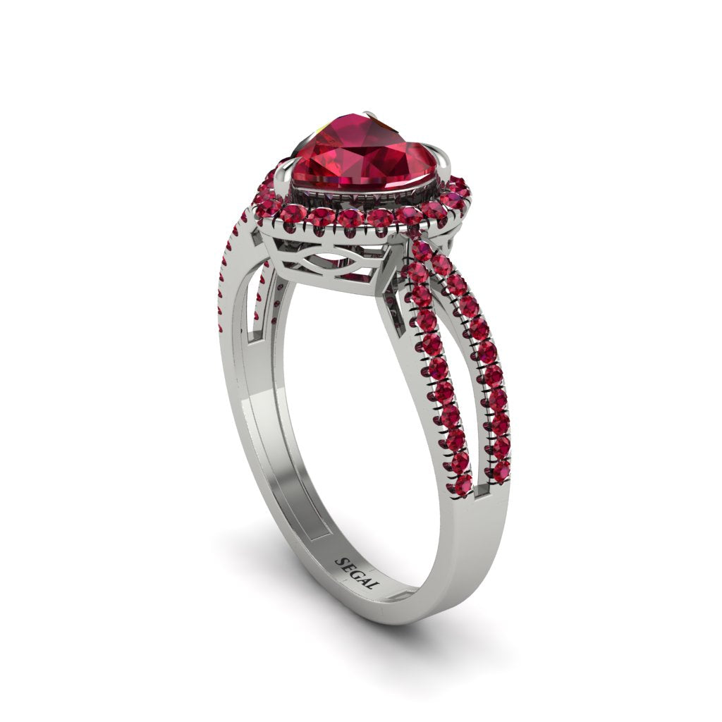 Heart's Ruby Embrace Engagement Ring - Alison No. 57