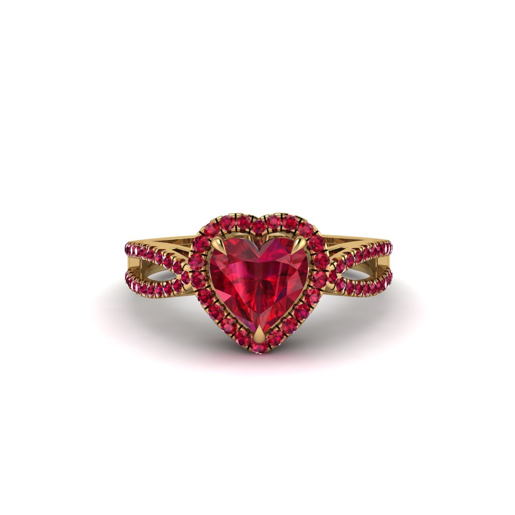 Heart's Ruby Embrace Engagement Ring - Alison No. 55