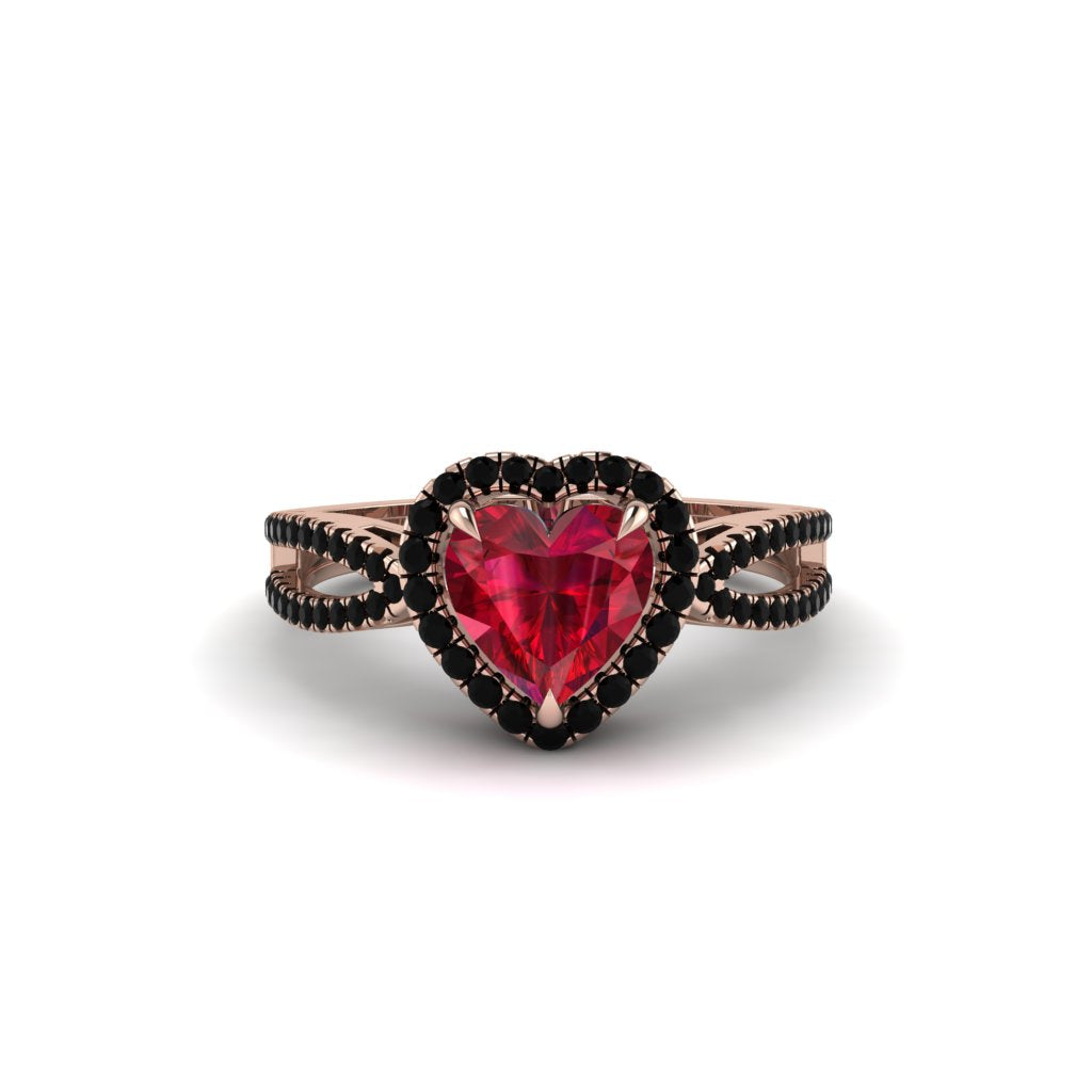 Heart's Ruby Embrace Engagement Ring - Alison No. 41