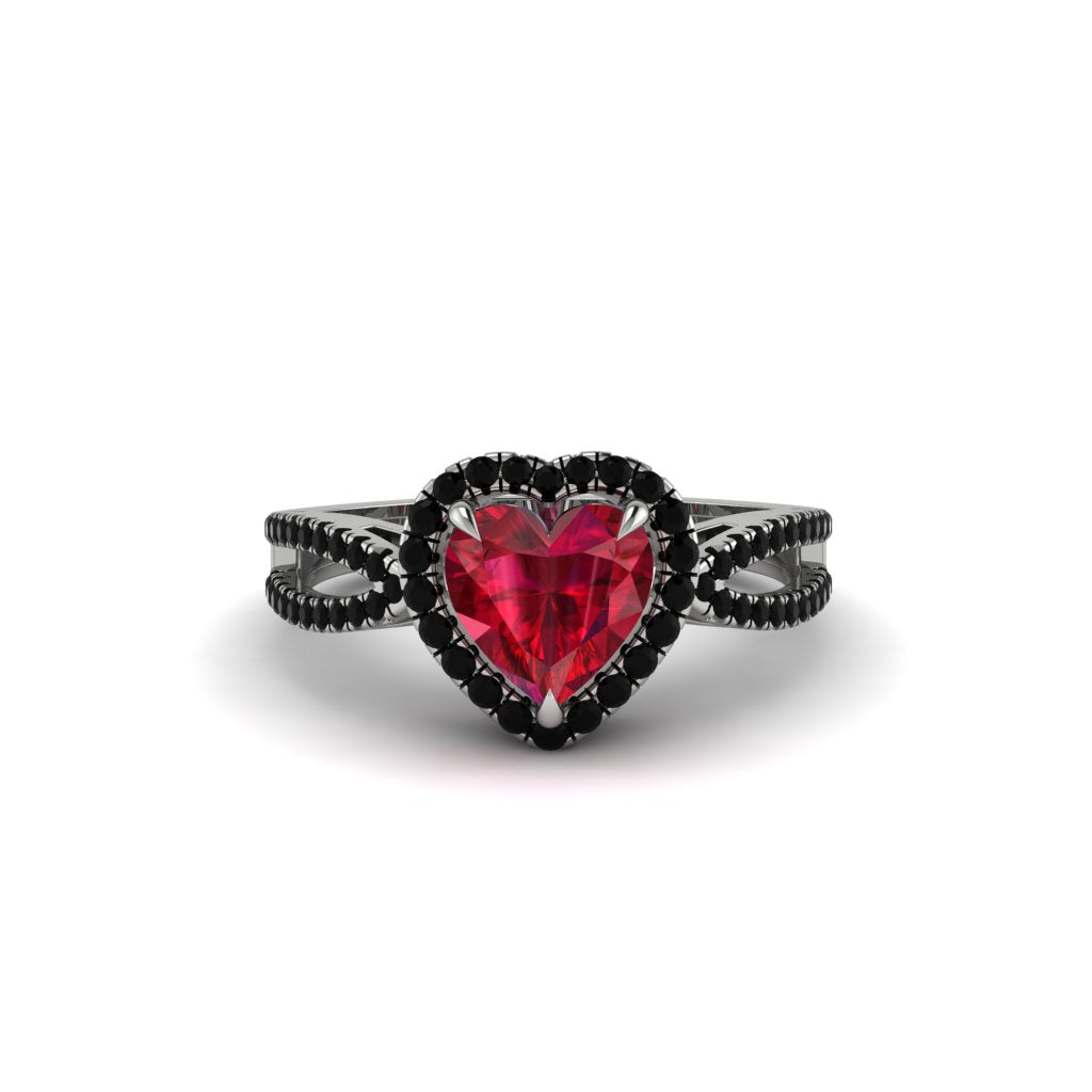 Heart's Ruby Embrace Engagement Ring - Alison No. 42