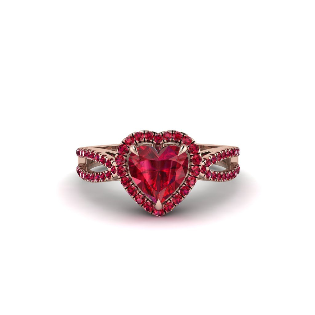 Heart's Ruby Embrace Engagement Ring - Alison No. 56