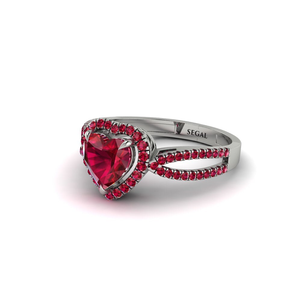 Heart's Ruby Embrace Engagement Ring - Alison No. 57