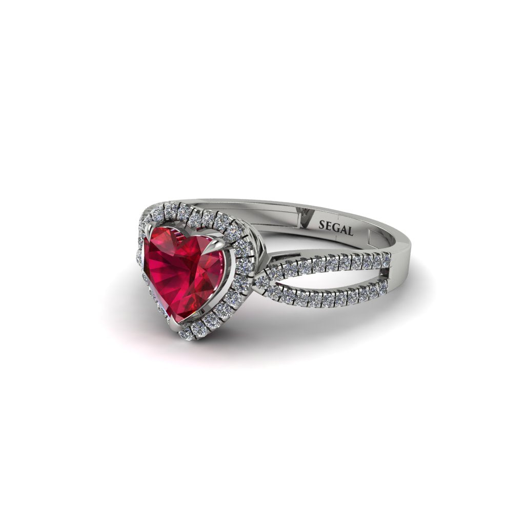 Heart's Ruby Embrace Engagement Ring - Alison No. 12