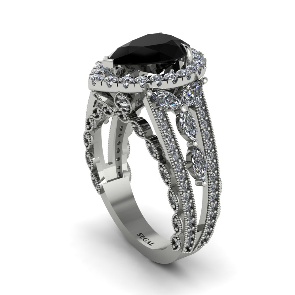 Black Diamond Imperial Blossom Engagement Ring - April No. 9