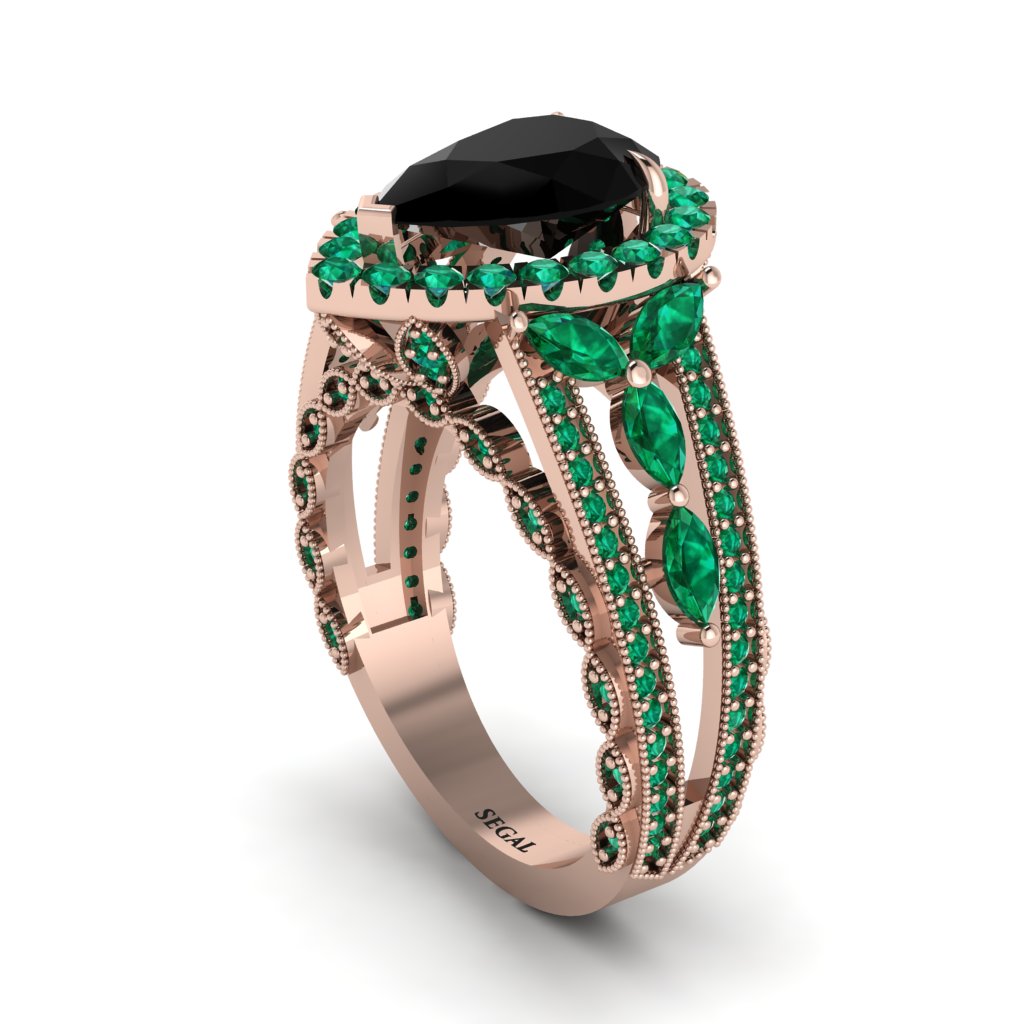 Black Diamond Imperial Blossom Engagement Ring - April No. 23
