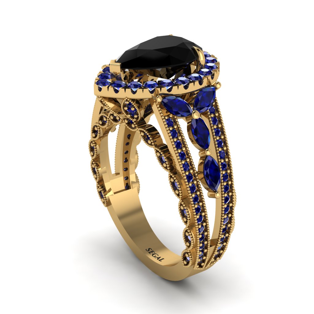 Black Diamond Imperial Blossom Engagement Ring - April No. 67