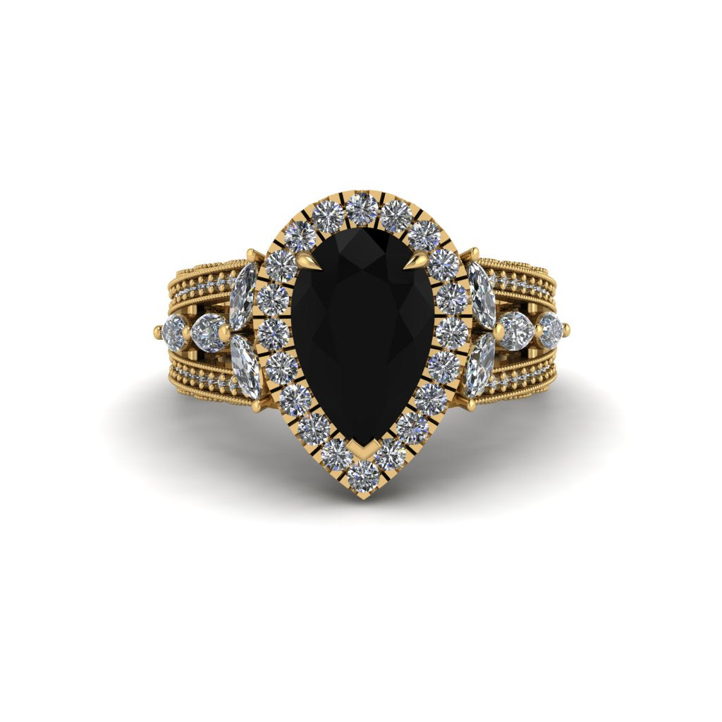 Black Diamond Imperial Blossom Engagement Ring - April No. 7