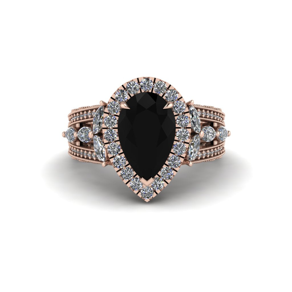 Black Diamond Imperial Blossom Engagement Ring - April No. 8