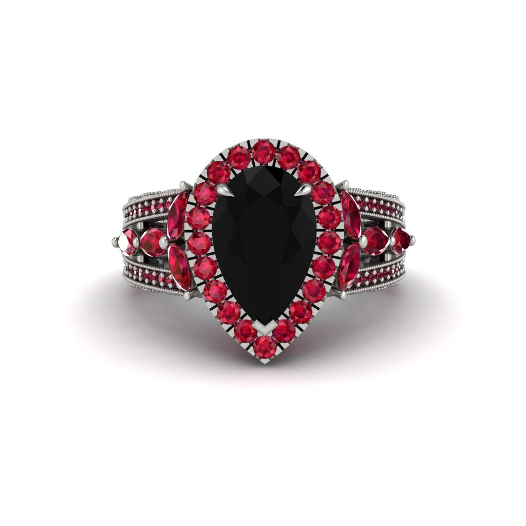 Black Diamond Imperial Blossom Engagement Ring - April No. 54
