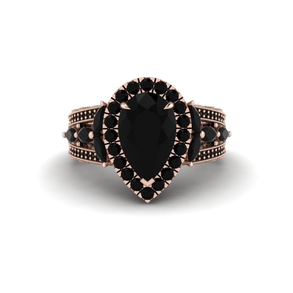 Black Diamond Imperial Blossom Engagement Ring - April No. 38