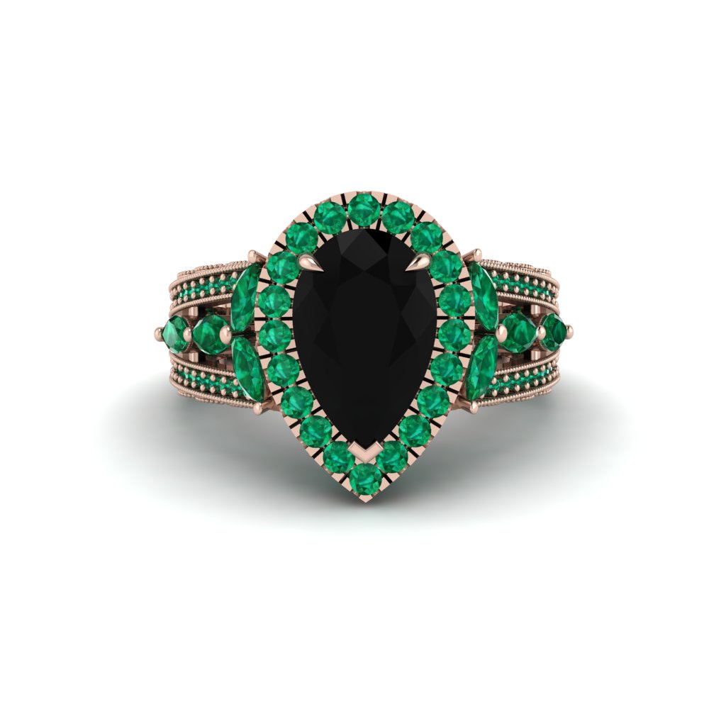 Black Diamond Imperial Blossom Engagement Ring - April No. 23