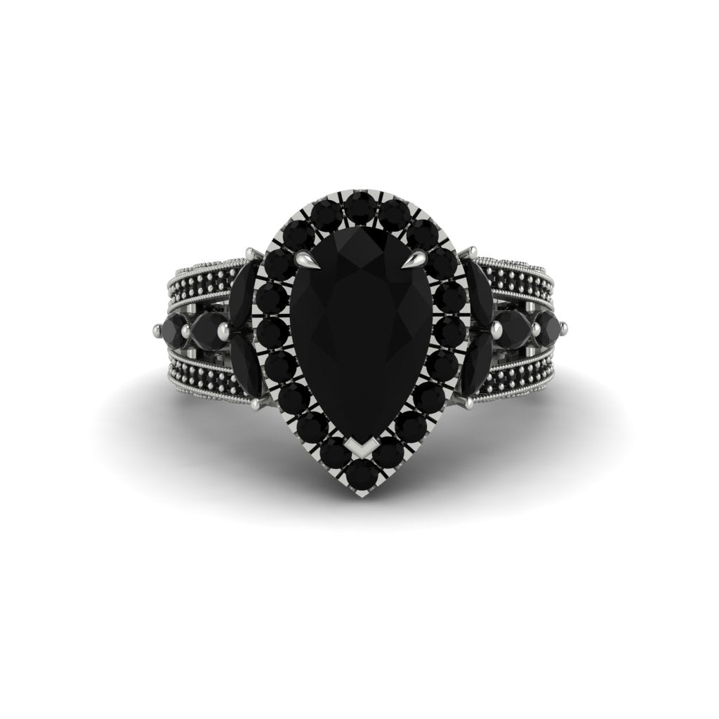 Black Diamond Imperial Blossom Engagement Ring - April No. 39
