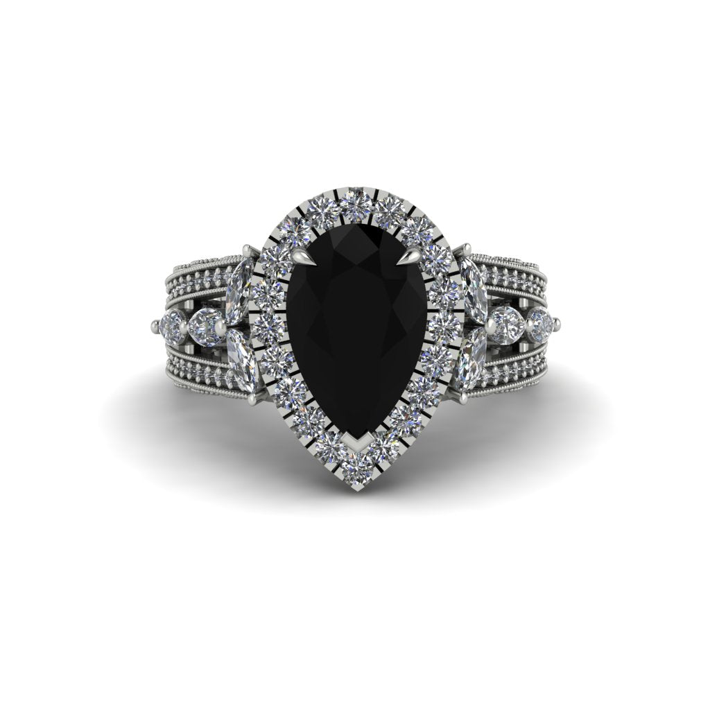 Black Diamond Imperial Blossom Engagement Ring - April No. 9