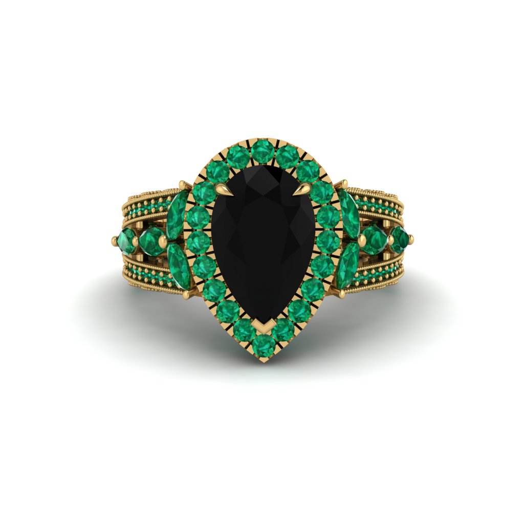 Black Diamond Imperial Blossom Engagement Ring - April No. 22