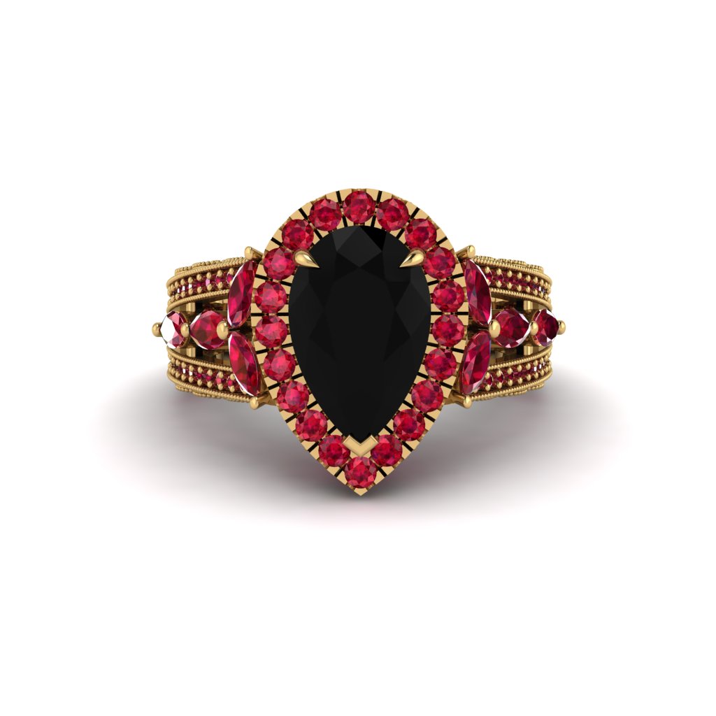 Black Diamond Imperial Blossom Engagement Ring - April No. 52