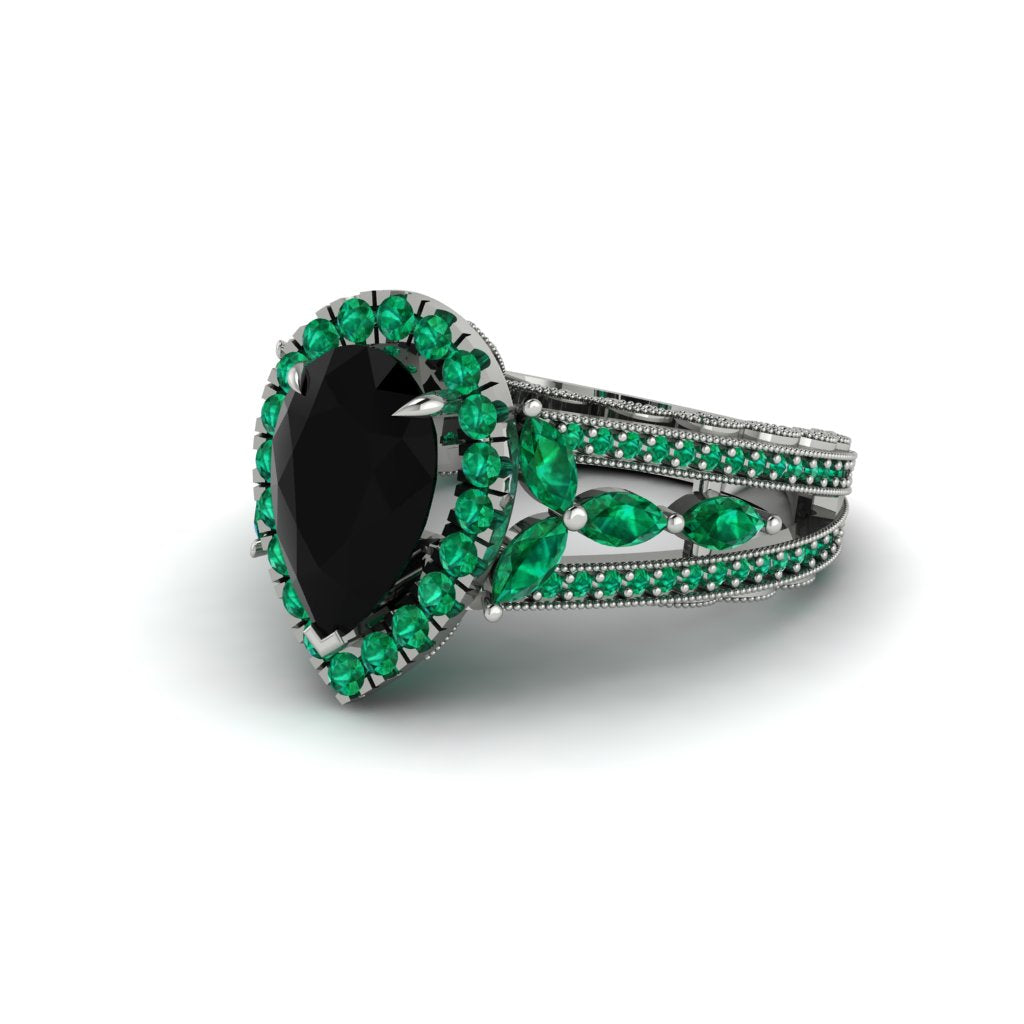 Black Diamond Imperial Blossom Engagement Ring - April No. 24