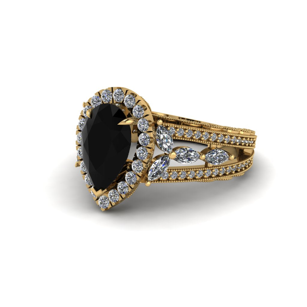 Black Diamond Imperial Blossom Engagement Ring - April No. 7