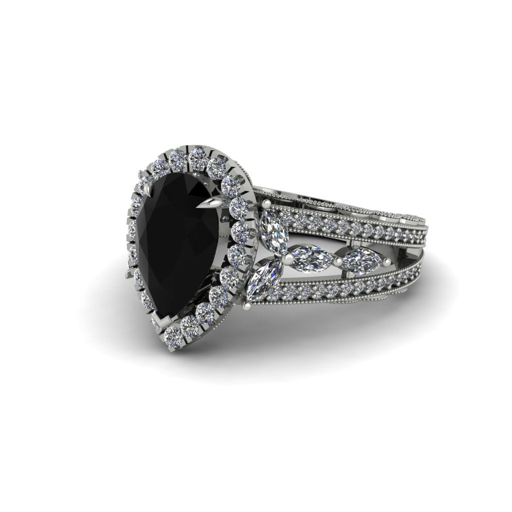 Black Diamond Imperial Blossom Engagement Ring - April No. 9