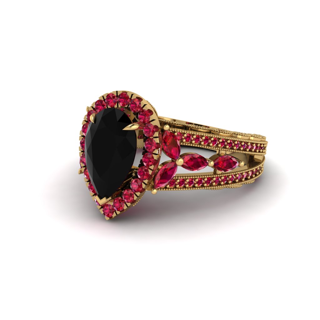 Black Diamond Imperial Blossom Engagement Ring - April No. 52