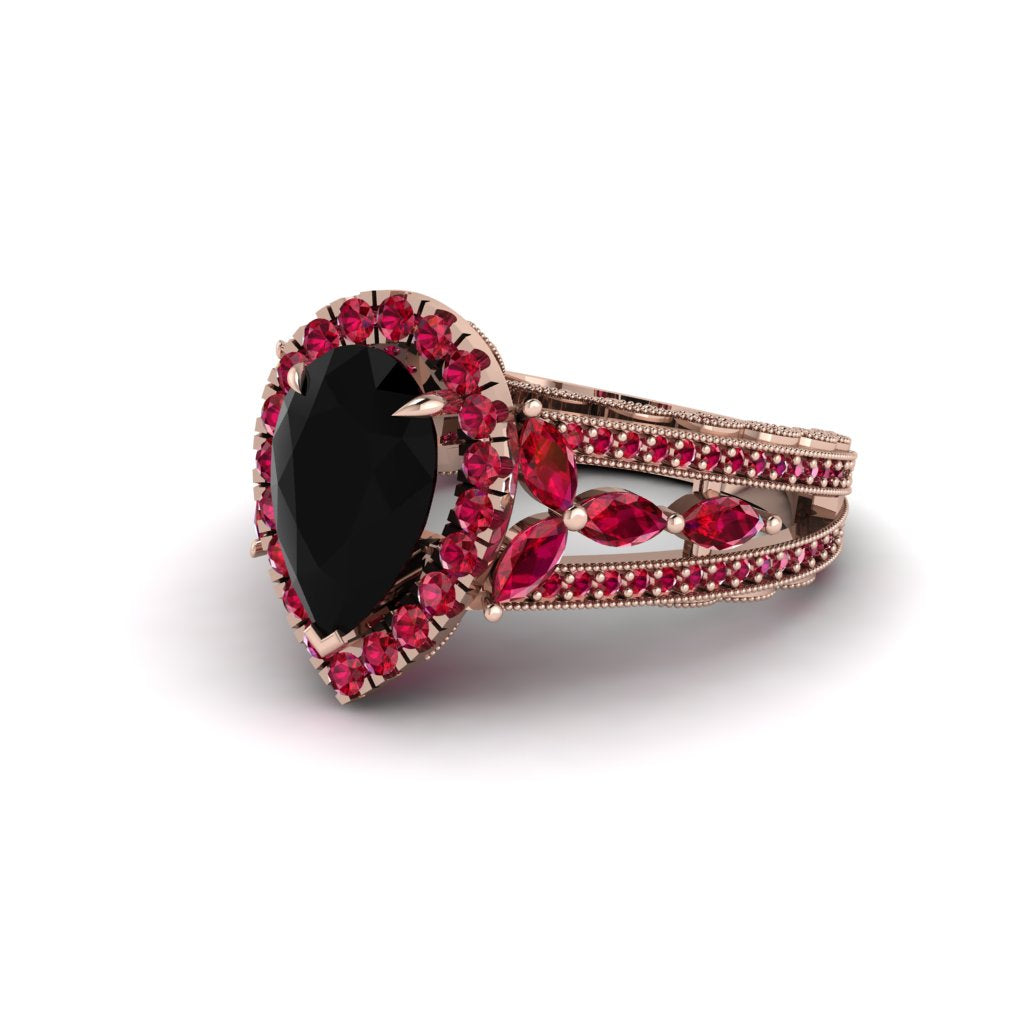 Black Diamond Imperial Blossom Engagement Ring - April No. 53