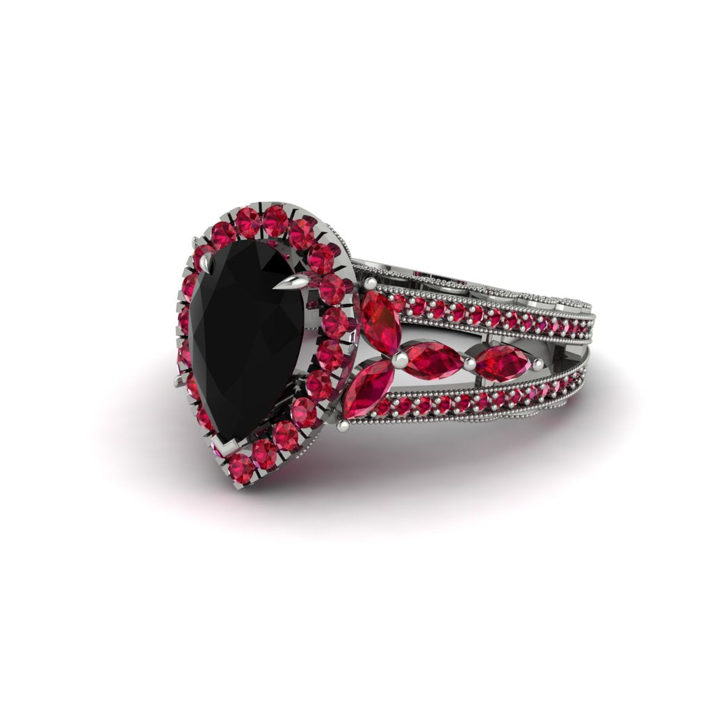 Black Diamond Imperial Blossom Engagement Ring - April No. 54
