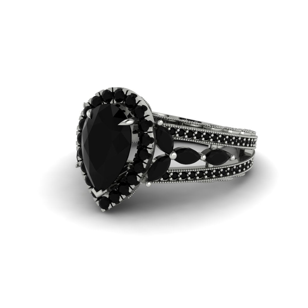 Black Diamond Imperial Blossom Engagement Ring - April No. 39