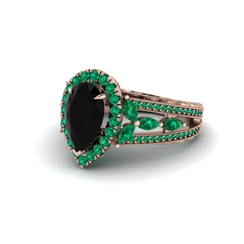 Black Diamond Imperial Blossom Engagement Ring - April No. 23
