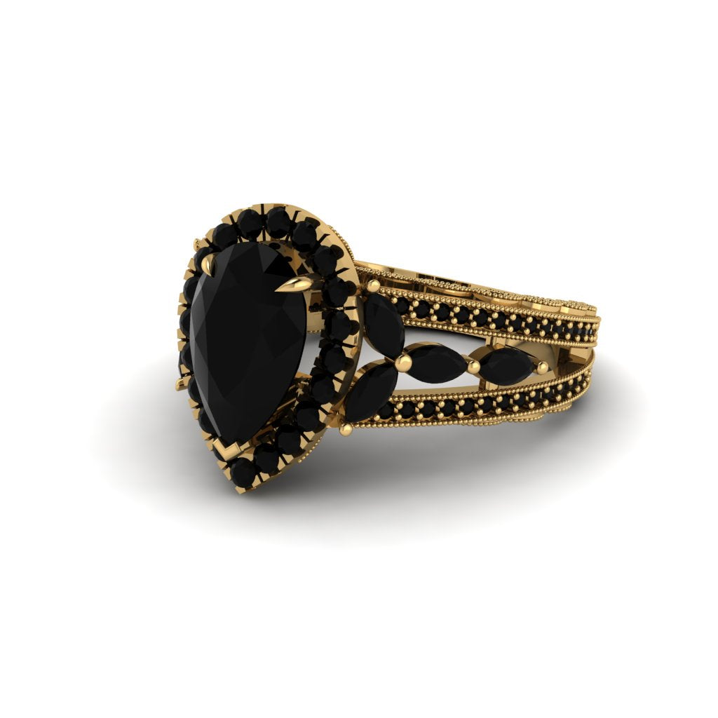 Black Diamond Imperial Blossom Engagement Ring - April No. 37