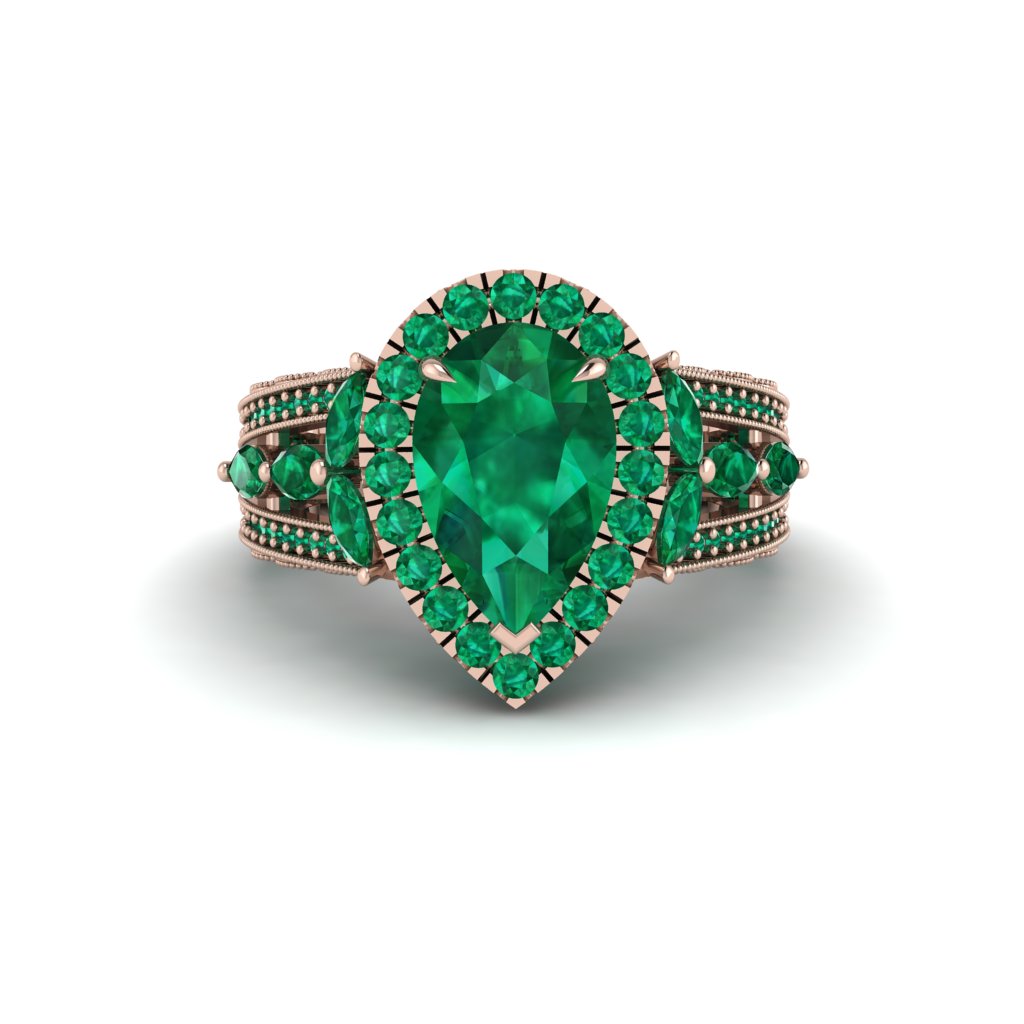 Emerald Imperial Blossom Engagement Ring - April No. 20