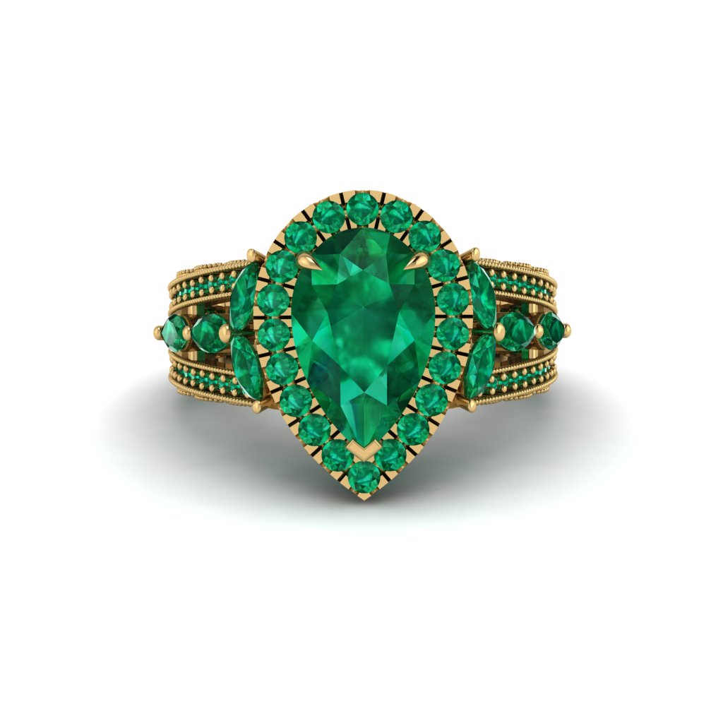 Emerald Imperial Blossom Engagement Ring - April No. 19