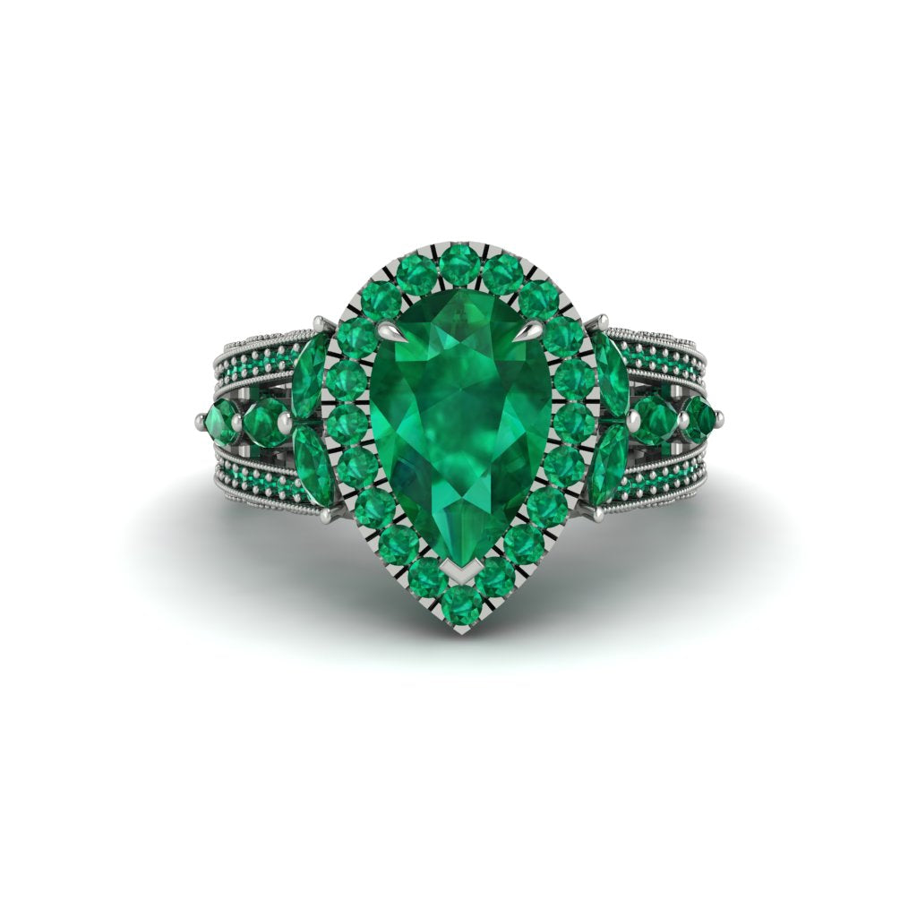 Emerald Imperial Blossom Engagement Ring - April No. 21