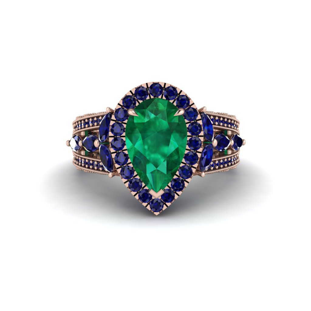 Emerald Imperial Blossom Engagement Ring - April No. 65