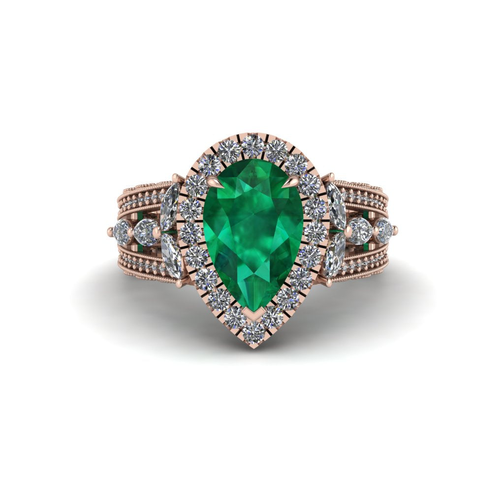 Emerald Imperial Blossom Engagement Ring - April No. 5