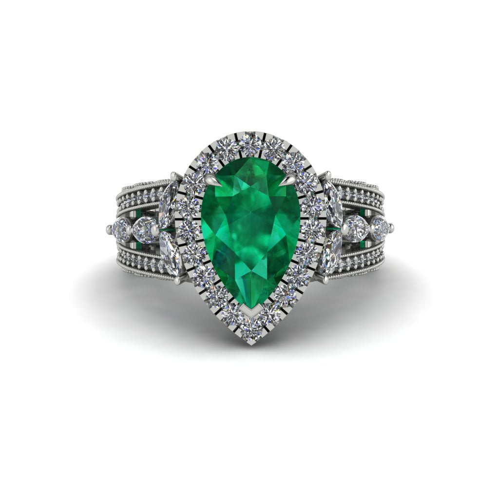 Emerald Imperial Blossom Engagement Ring - April No. 6