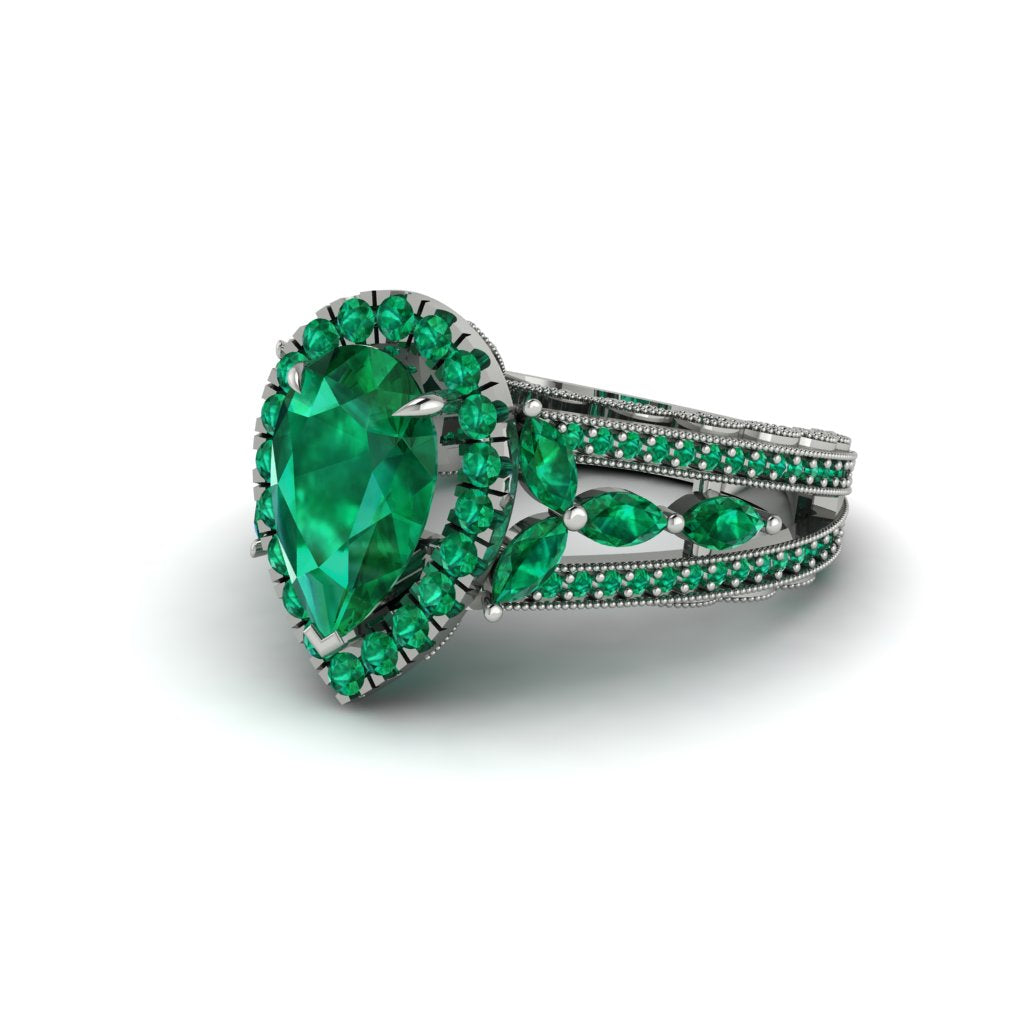 Emerald Imperial Blossom Engagement Ring - April No. 21