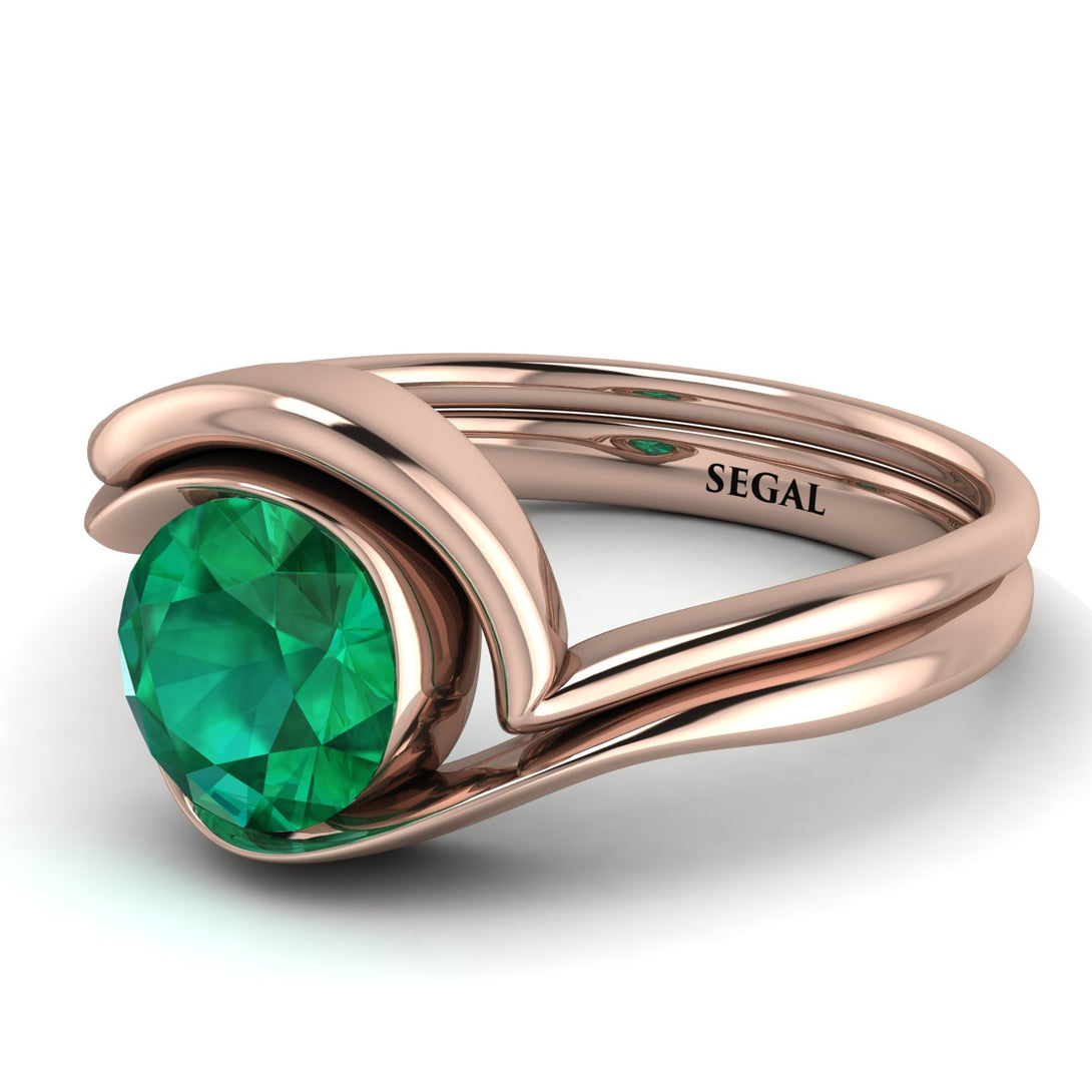 Emerald Infinity Solitare Bridal Set - Everly No. 5